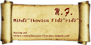 Mihálkovics Flórián névjegykártya